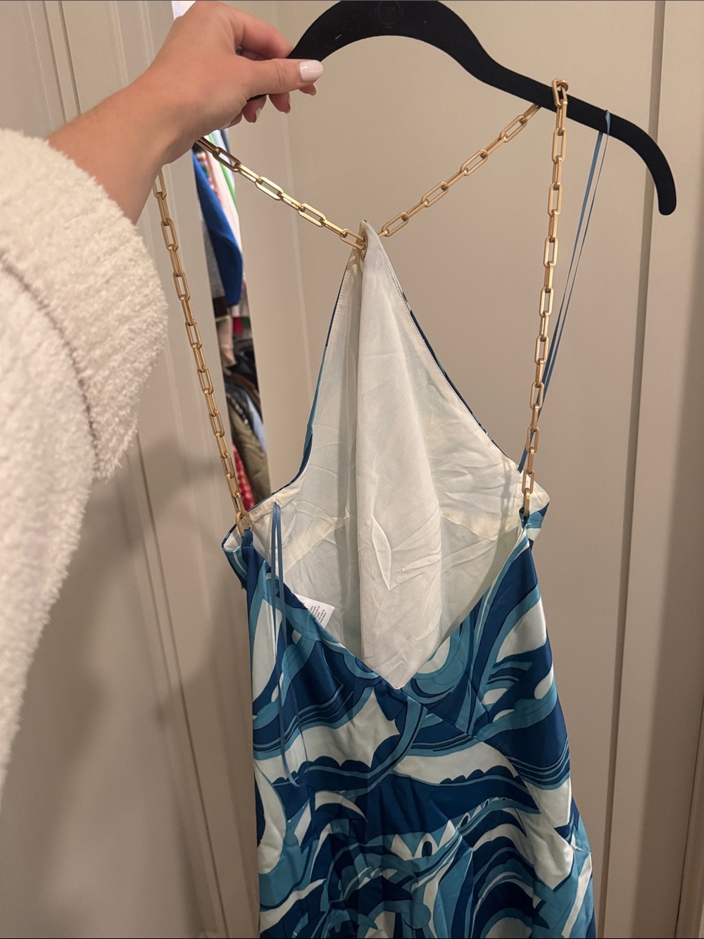 cult gaia Blue & Teal Abstract Print Silk Dress - Picture 3 of 4